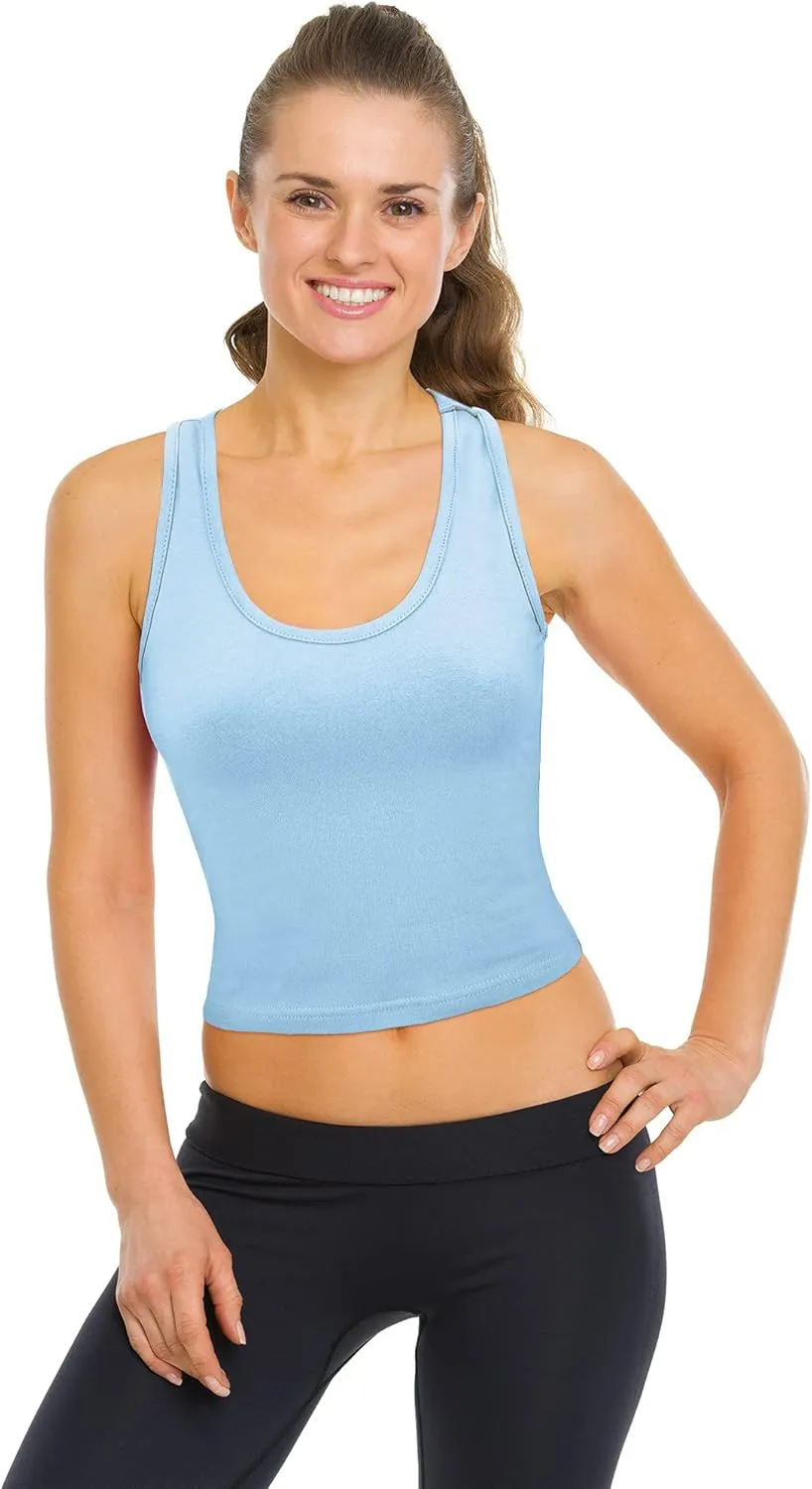 6 Pieces Basic Sleeveless Racerback Sports Crop Tank Tops for Women Girls Daily Wearing