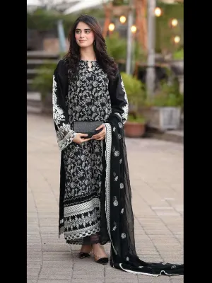 Black Designer Heavy Semi-Stitched Pant Suit With Embroidery Work