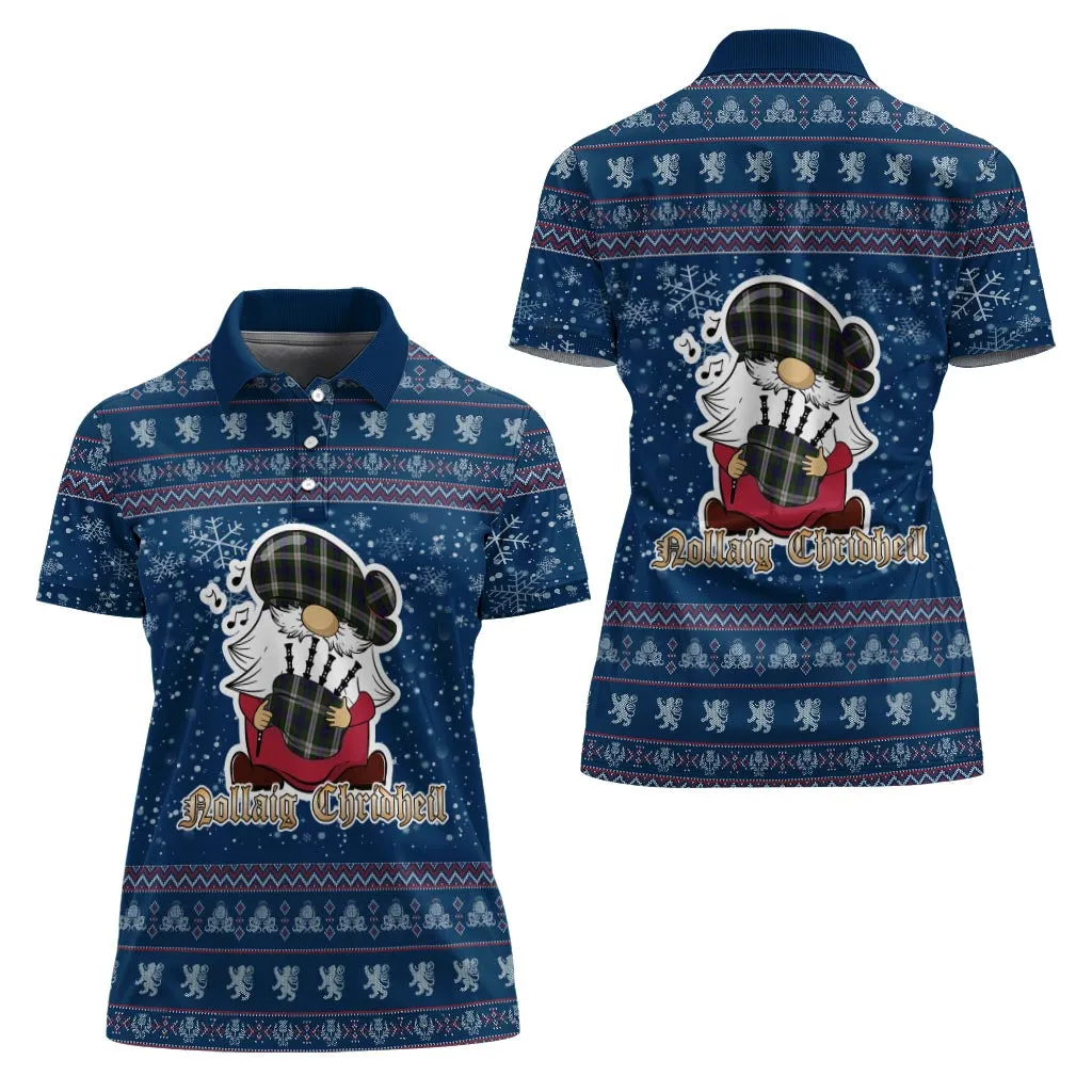 Blair Dress Clan Christmas Family Polo Shirt with Funny Gnome Playing Bagpipes