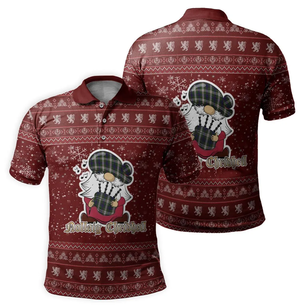 Blair Dress Clan Christmas Family Polo Shirt with Funny Gnome Playing Bagpipes