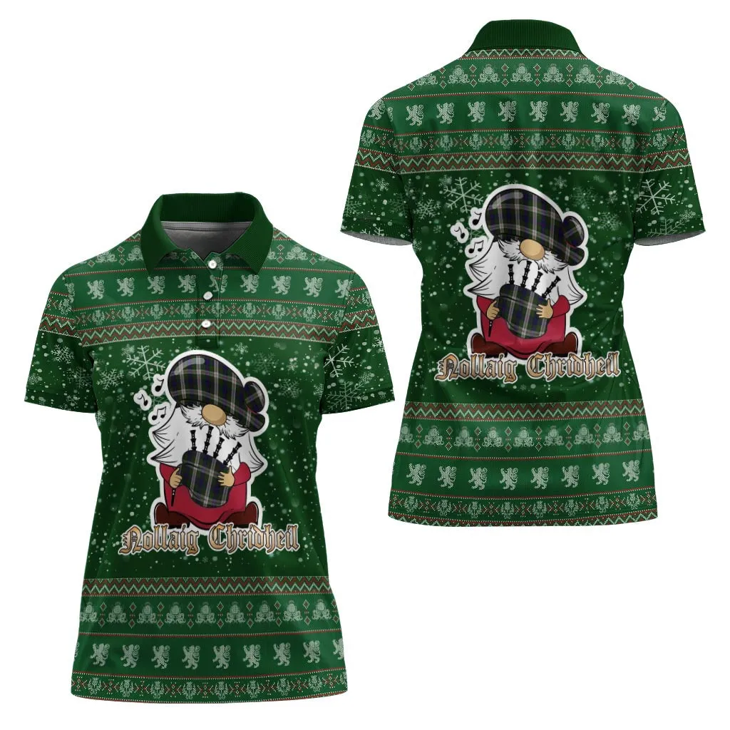 Blair Dress Clan Christmas Family Polo Shirt with Funny Gnome Playing Bagpipes
