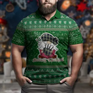 Blair Dress Clan Christmas Family Polo Shirt with Funny Gnome Playing Bagpipes