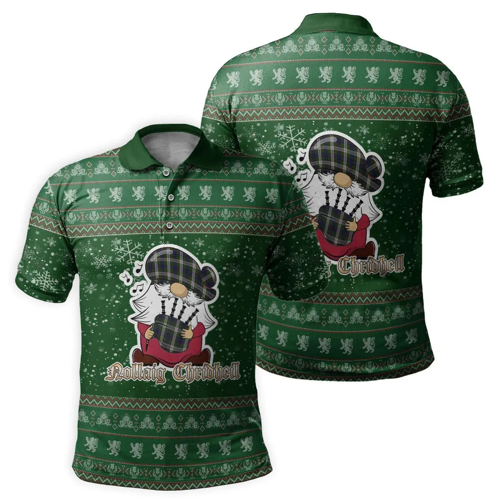 Blair Dress Clan Christmas Family Polo Shirt with Funny Gnome Playing Bagpipes