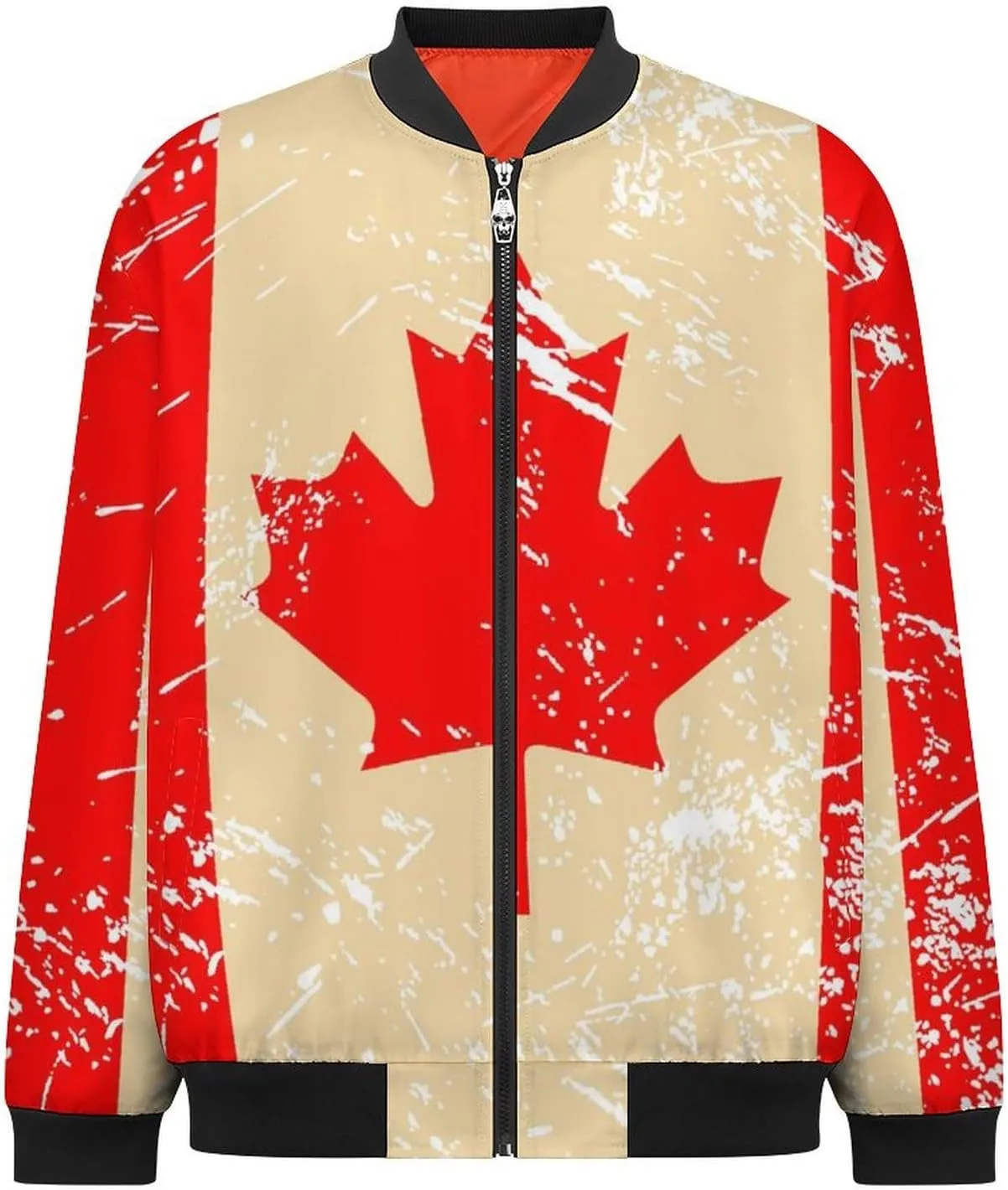 Canada Retro Flag Men's Bomber Jacket Lightweight Windbreaker Fashion Spring Fall Coats Casual Jackets for Men