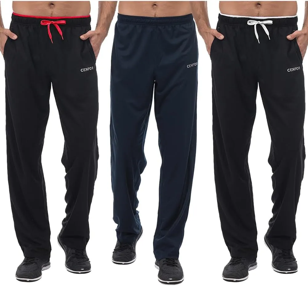 CENFOR Men's Sweatpants with Pockets Open Bottom Workout Pants, for Athletic, Jogging, Training, Casual