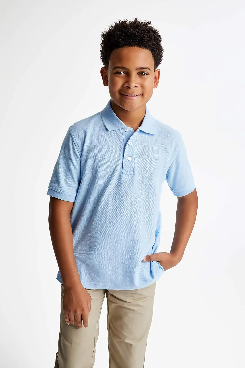 French Toast Boys' Short Sleeve Pique Polo Uniform Shirt (Standard & Husky)