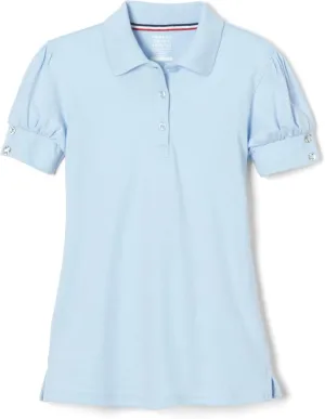 French Toast Girls Plus Size' Puff Sleeve Double Button Polo