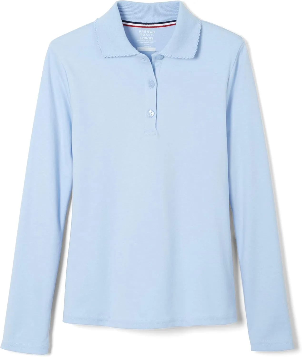 French Toast Girls' Uniform Long Sleeve Polo with Picot Collar (Standard & Plus)