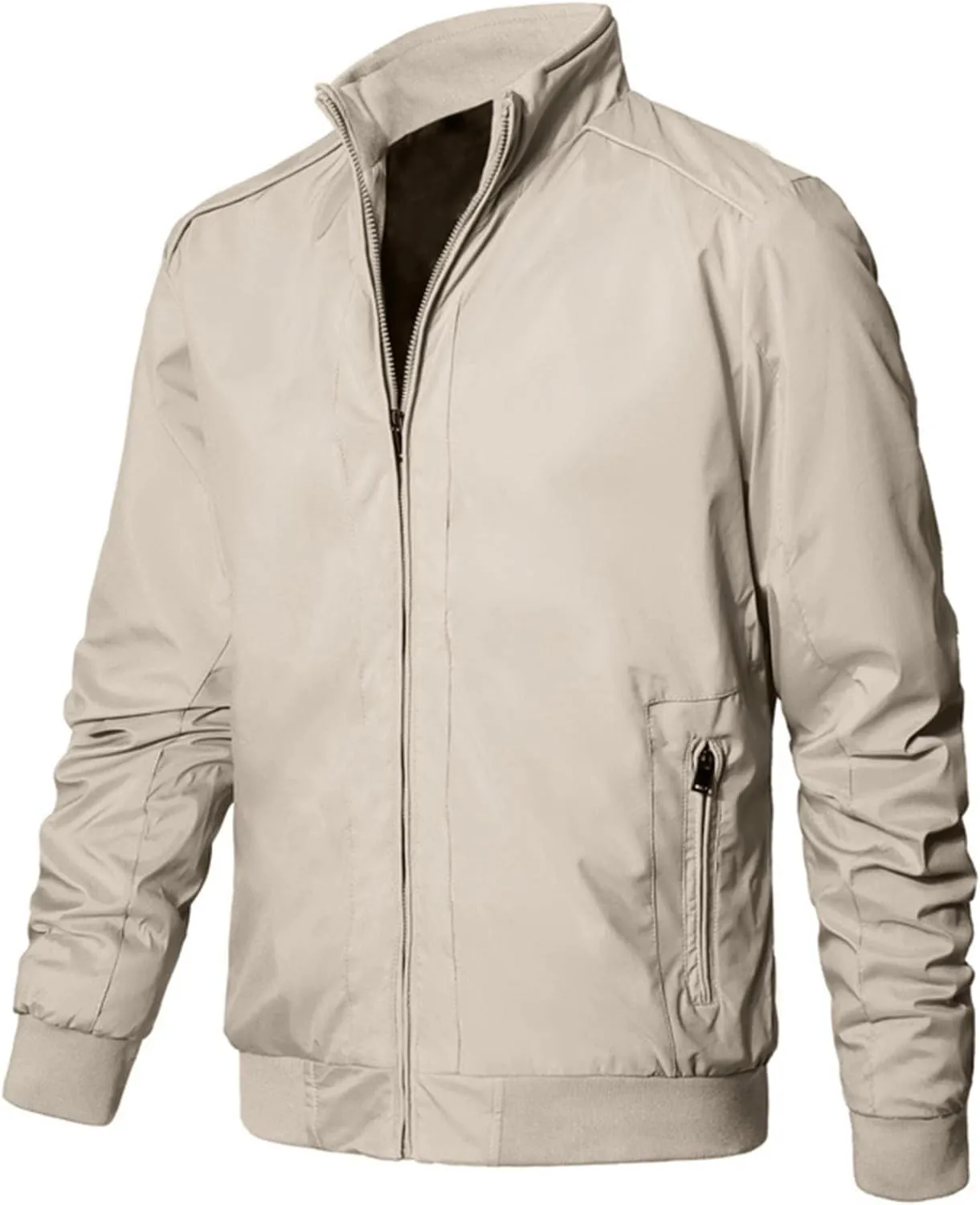 Jackets for Men, Men's Bomber Jacket Lightweight Jacket Full Zip Solid Color Windbreaker Casual Stylish Golf Jacket