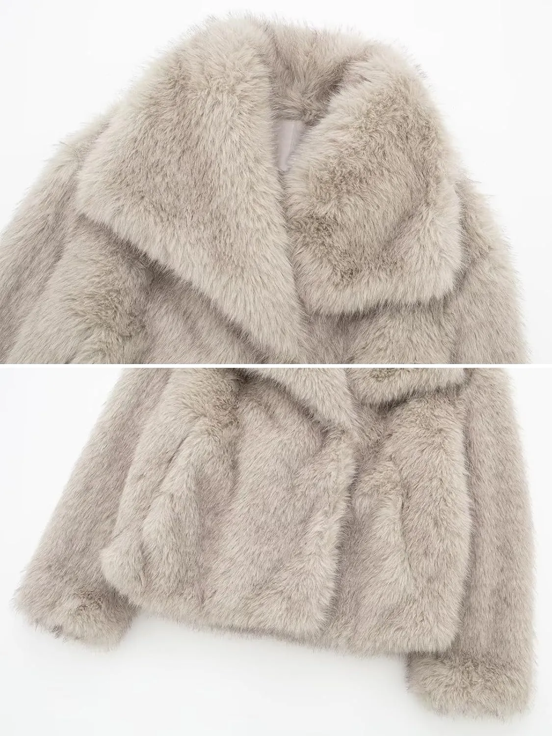 Jenkoon Women's Faux Fur Winter Coats Fashion Fluffy Lapel Jackets Shaggy Winter Jacket