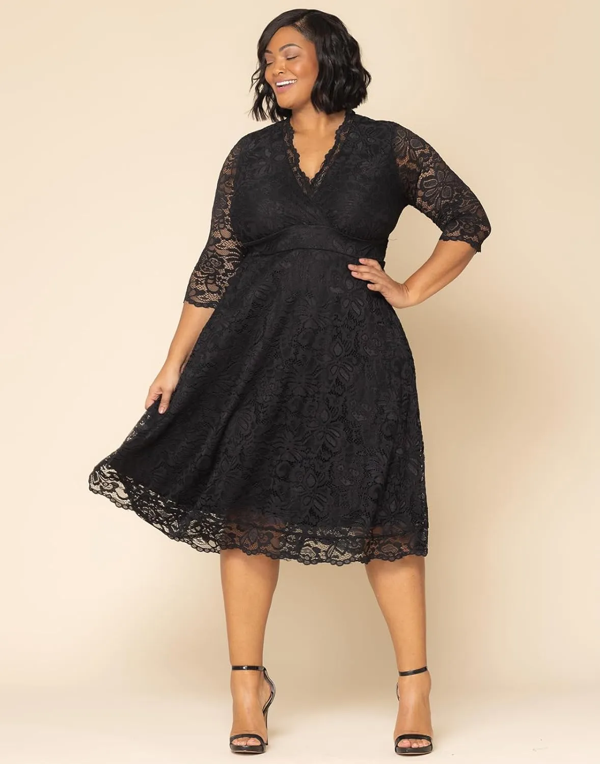 Kiyonna Women's Plus Size Special Occasion Mademoiselle Lace Cocktail Dress