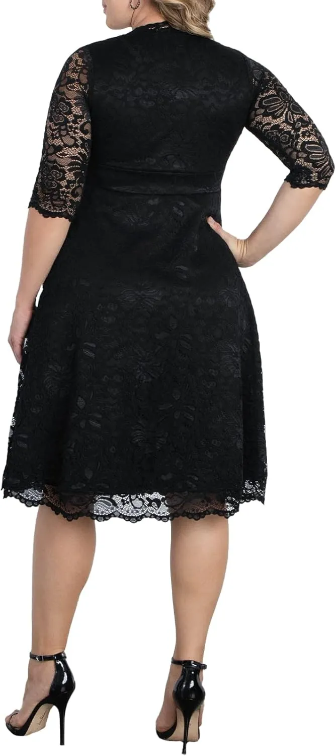 Kiyonna Women's Plus Size Special Occasion Mademoiselle Lace Cocktail Dress
