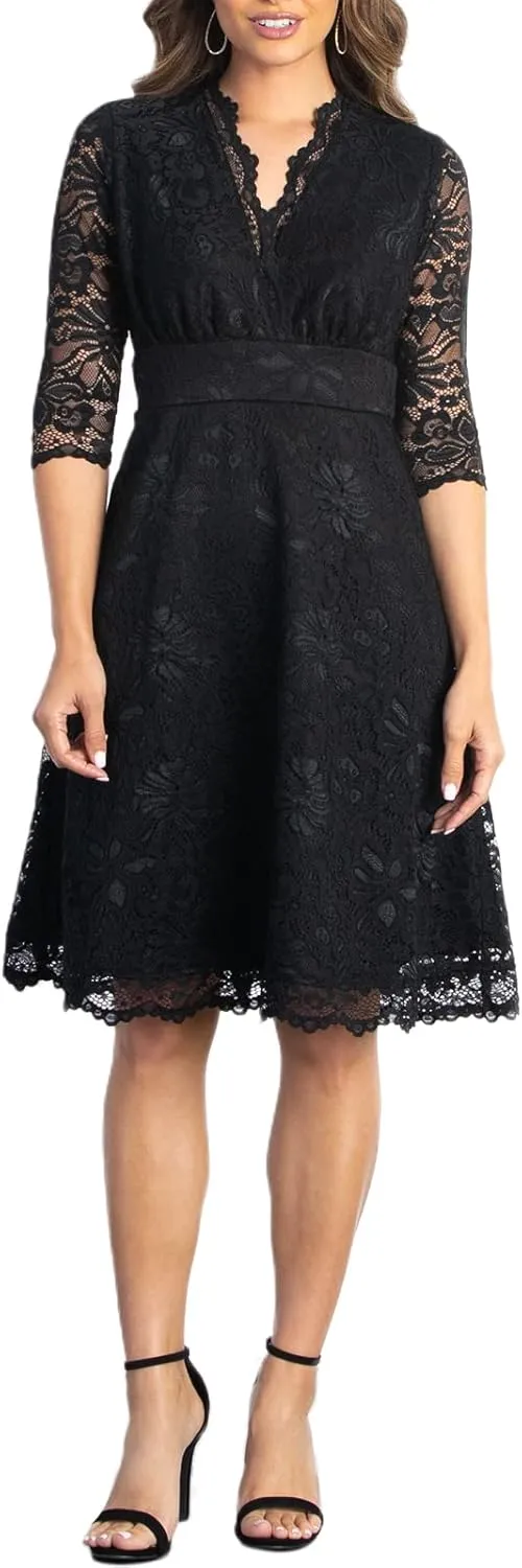 Kiyonna Women's Plus Size Special Occasion Mademoiselle Lace Cocktail Dress