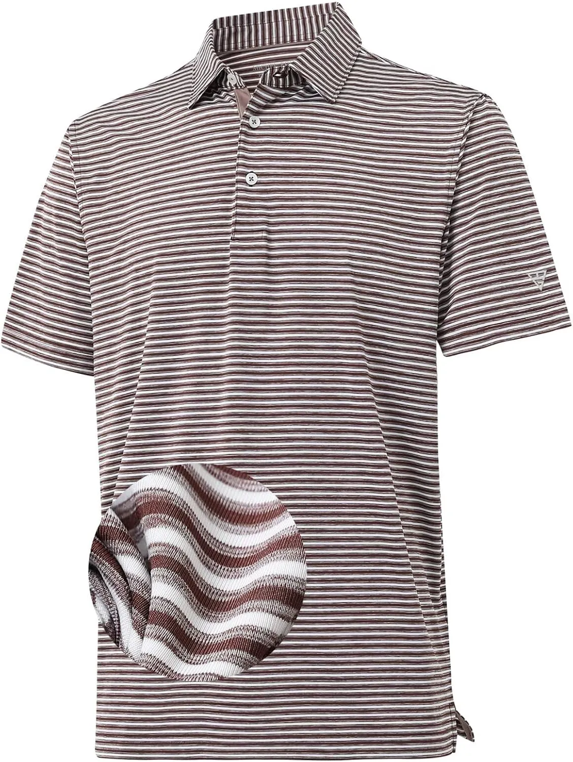 M MAELREG Golf Polo Shirts for Men Stripe Performance Moisture Wicking Dry Fit Collared Mens Polo Shirts Short Sleeve