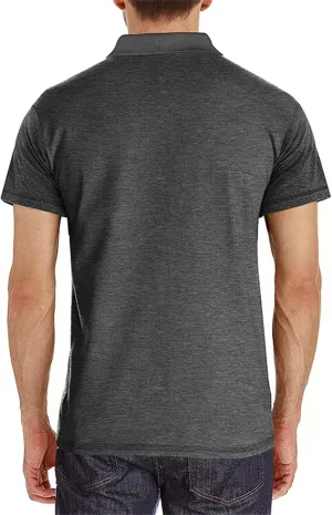Mens Athletic Short Sleeve Polo Shirts Casual Moisture Wicking Golf Shirts Buttons Collared Solid T Shirts with Pocket
