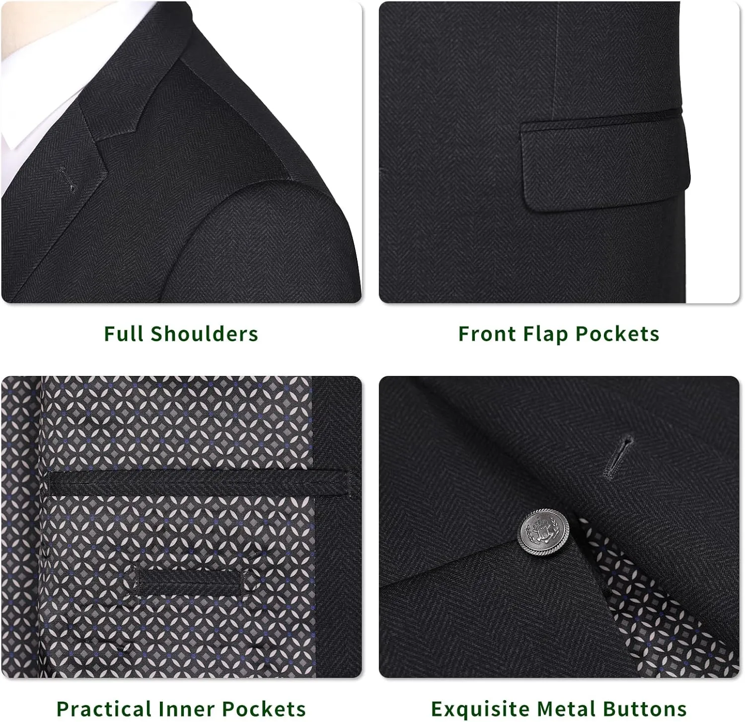 Men's Blazer Classic Fit Sport Coat 2 Button Notch Lapel Business Knit Suits Jacket
