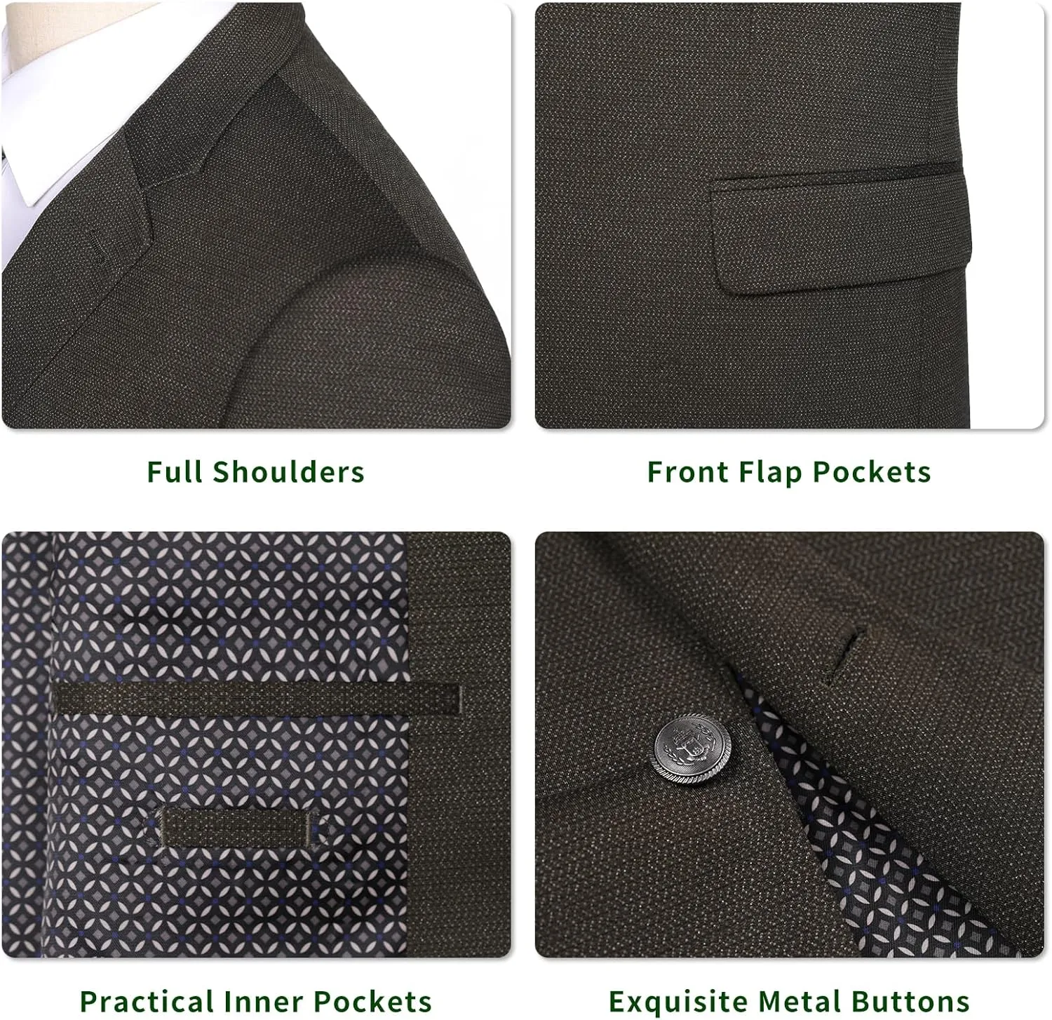 Men's Blazer Classic Fit Sport Coat 2 Button Notch Lapel Business Knit Suits Jacket