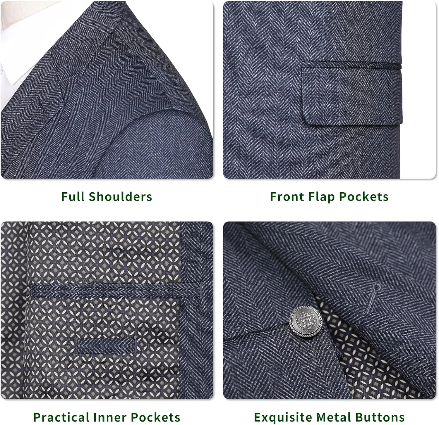Men's Blazer Classic Fit Sport Coat 2 Button Notch Lapel Business Knit Suits Jacket