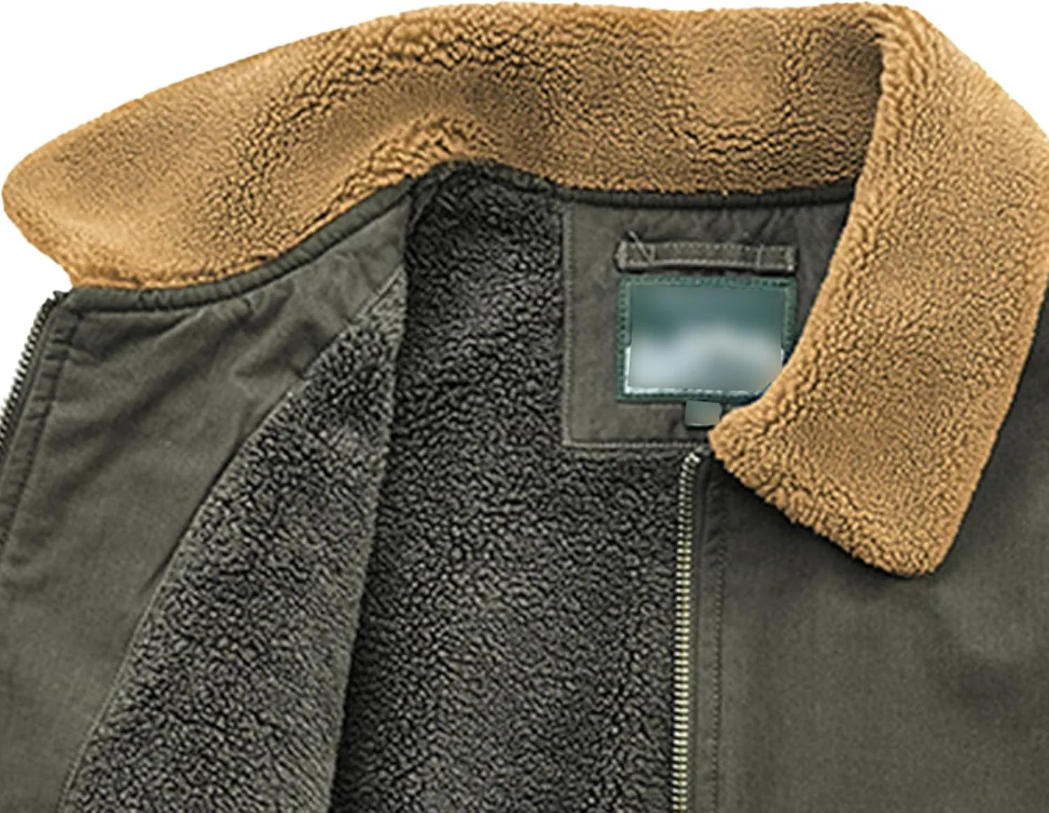 Men's Fur Collar Bomber Jacket Casual Button Military Cargo Jackets Sherpa Fleece Lined Trucker Coats