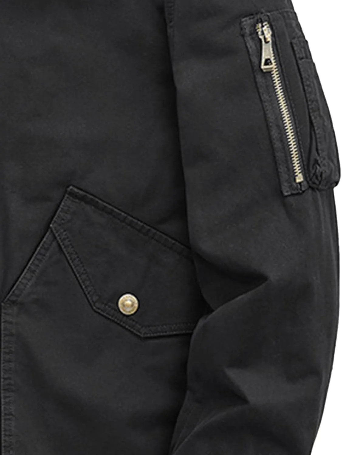 Men's Fur Collar Bomber Jacket Casual Button Military Cargo Jackets Sherpa Fleece Lined Trucker Coats