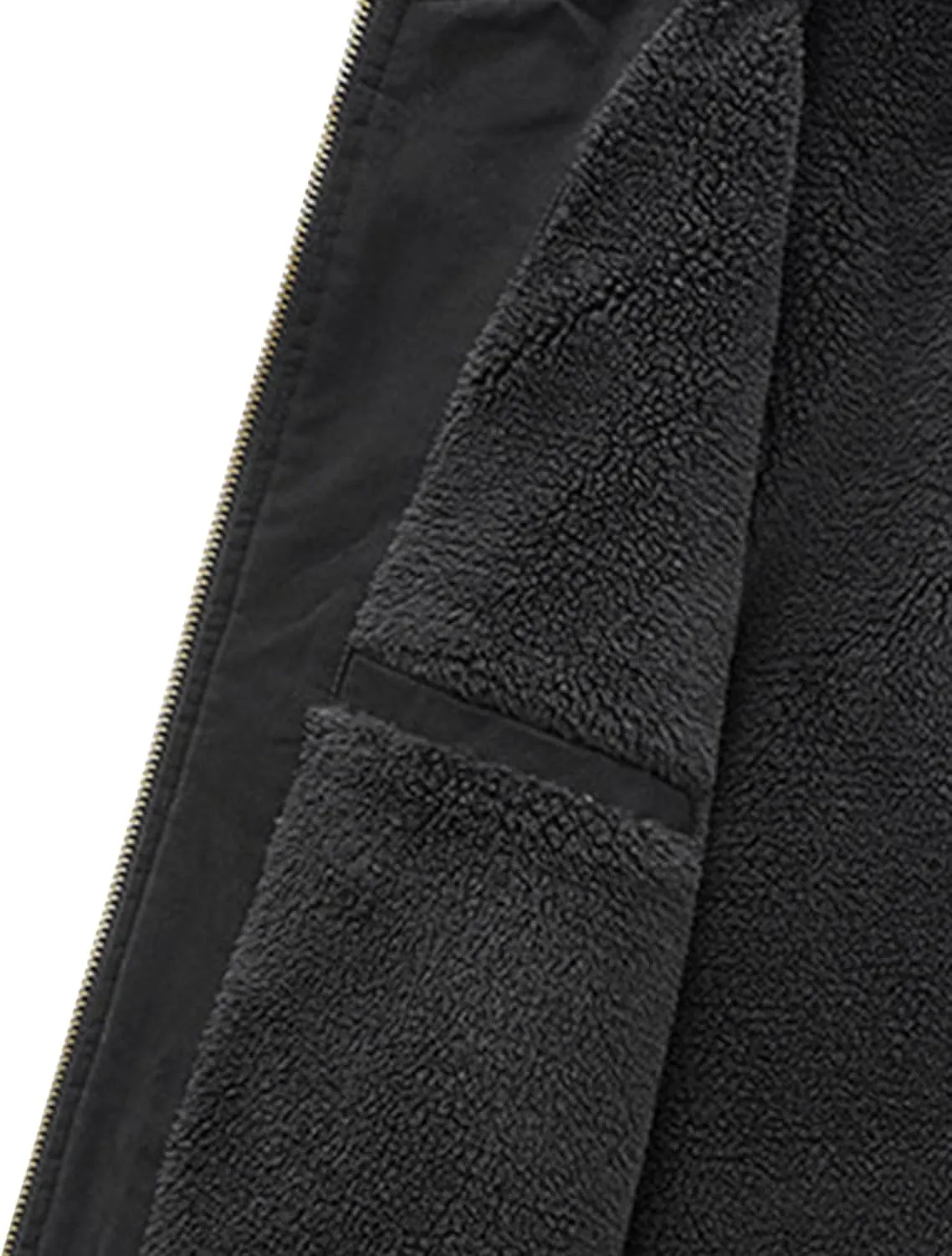 Men's Fur Collar Bomber Jacket Casual Button Military Cargo Jackets Sherpa Fleece Lined Trucker Coats