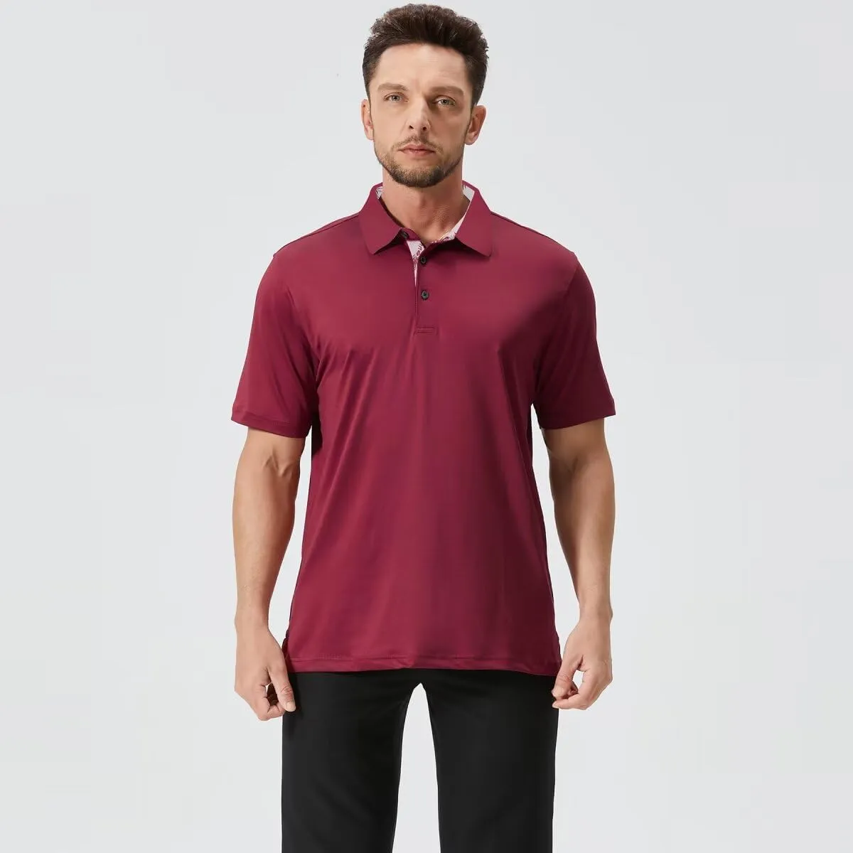 Mens Golf Shirts Dry Fit Short Sleeve Casual Performance Solid Collared Polo Shirts for Men