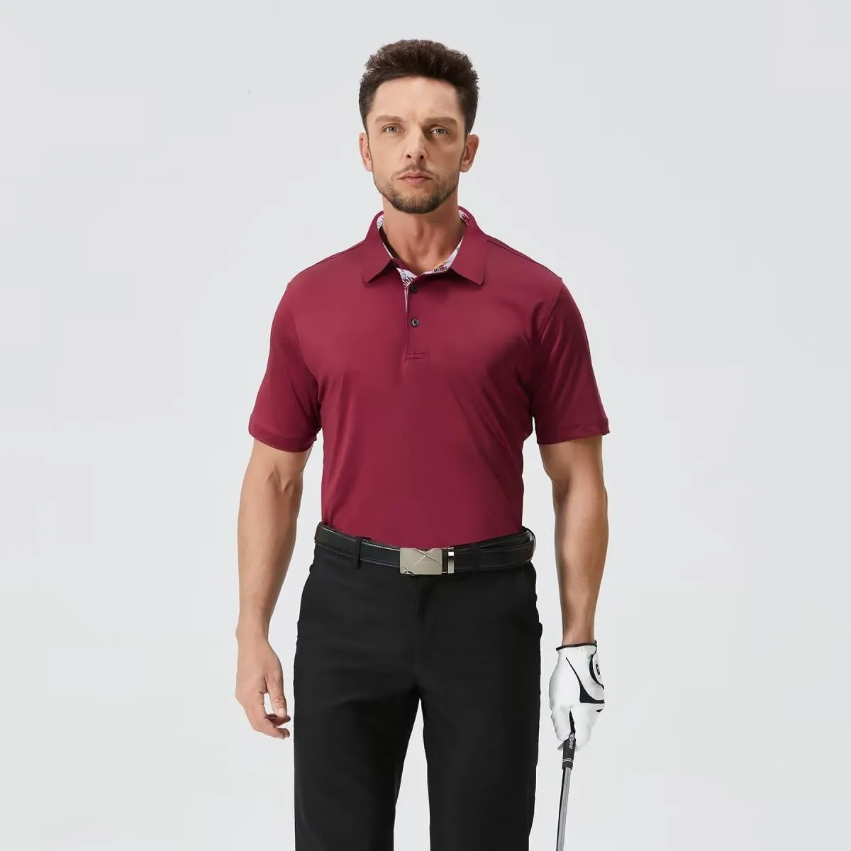 Mens Golf Shirts Dry Fit Short Sleeve Casual Performance Solid Collared Polo Shirts for Men