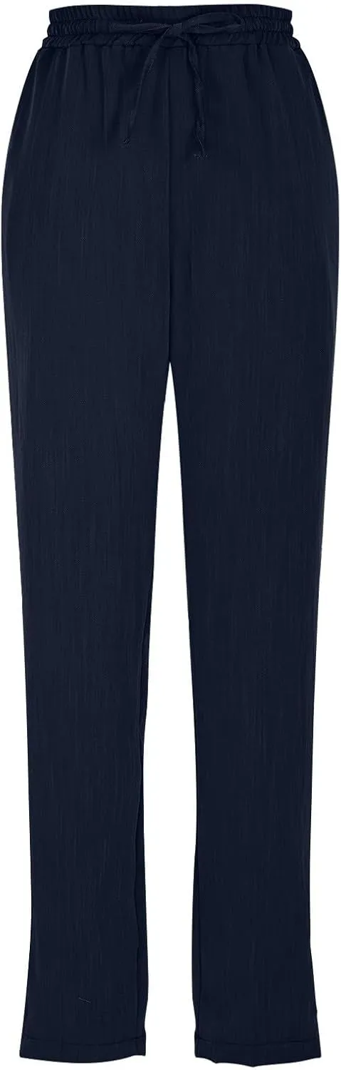 NBXNZWF Women's Cotton Linen Straight Leg Pants Elastic Drawstring Casual Trousers Summer Beach Lounge Pants with Pockets