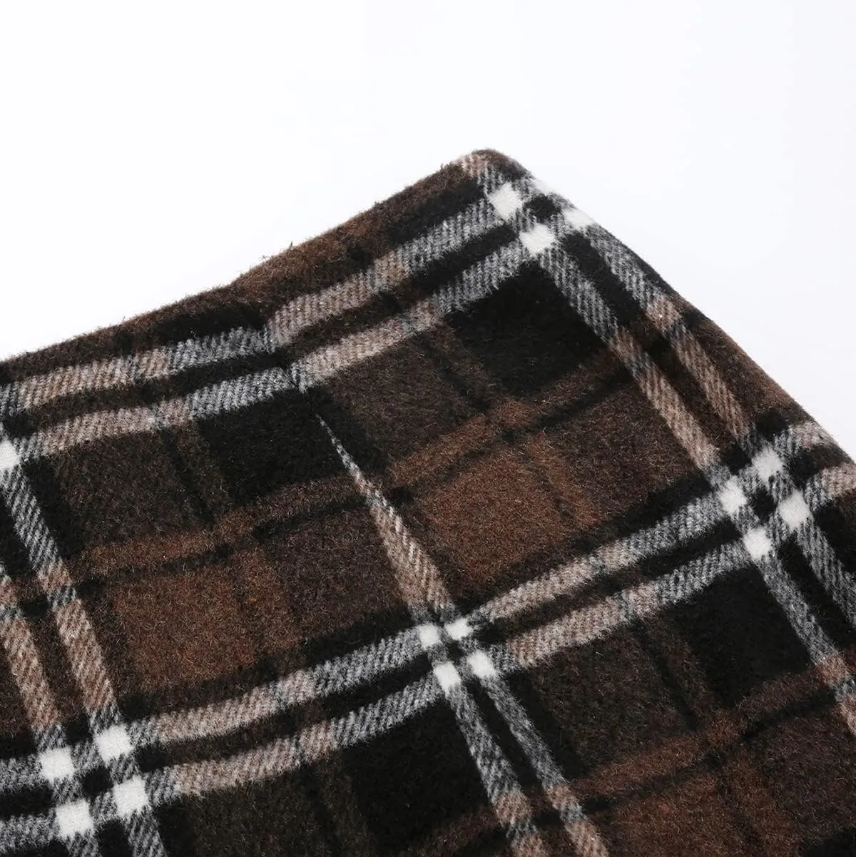 Plaid Mini Skirts for Womens High Waisted Fall Winter Wool Bodycon Pencil Skirts with Slit