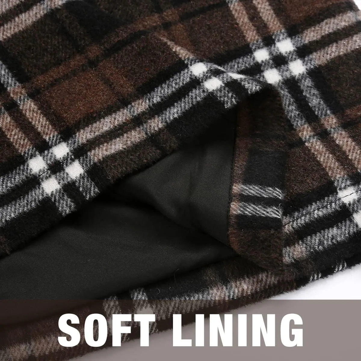 Plaid Mini Skirts for Womens High Waisted Fall Winter Wool Bodycon Pencil Skirts with Slit