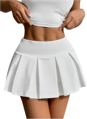 SOLY HUX Women's High Waisted Pleated Mini Skirt A Line Flowy Skirts Skater Tennis Skirts