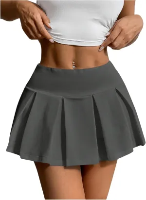 SOLY HUX Women's High Waisted Pleated Mini Skirt A Line Flowy Skirts Skater Tennis Skirts