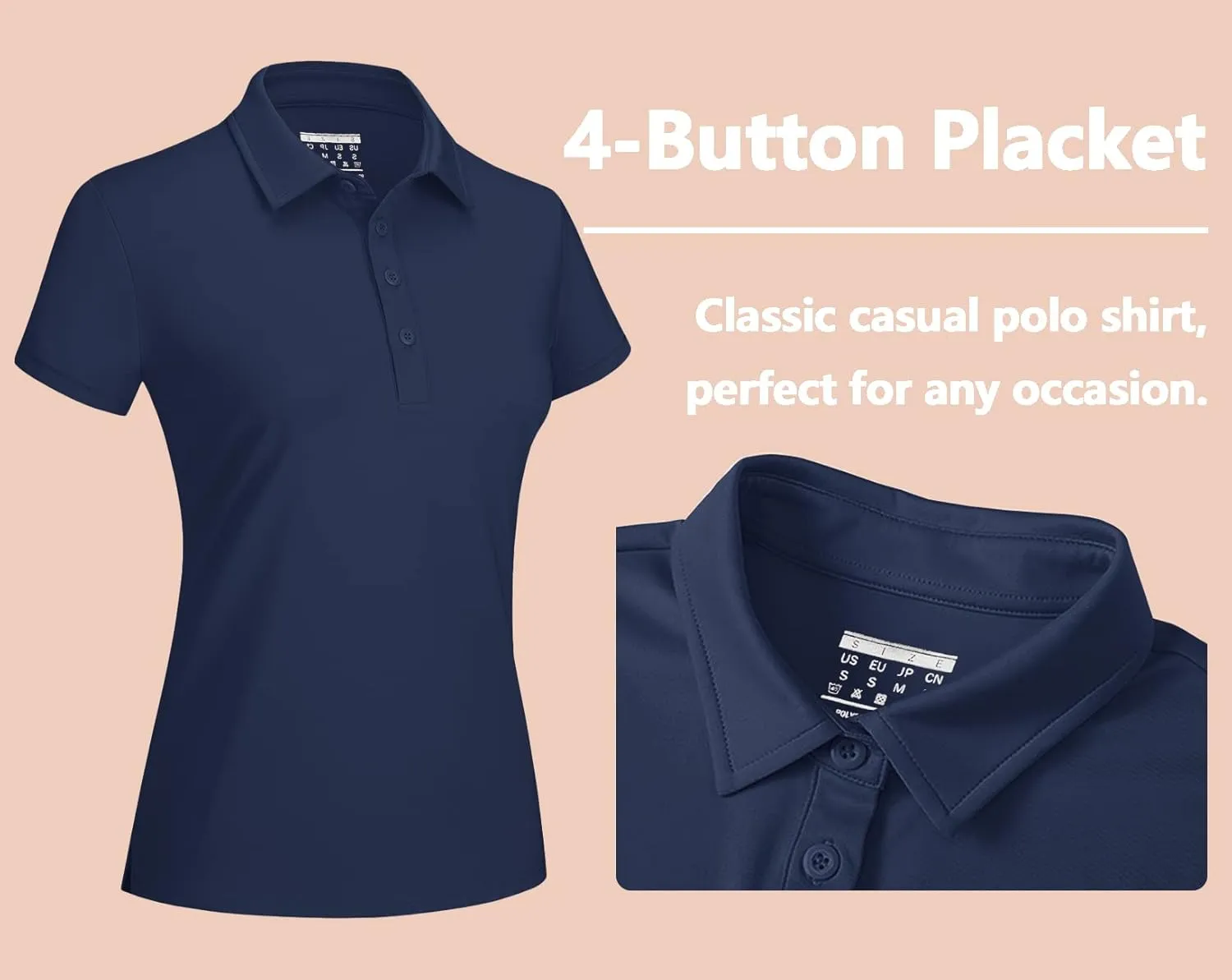 TACVASEN Women's Golf Polo Shirts Short Sleeve UPF 50  Sun Protection Golf Shirts for Women Quick Dry Collared Polos