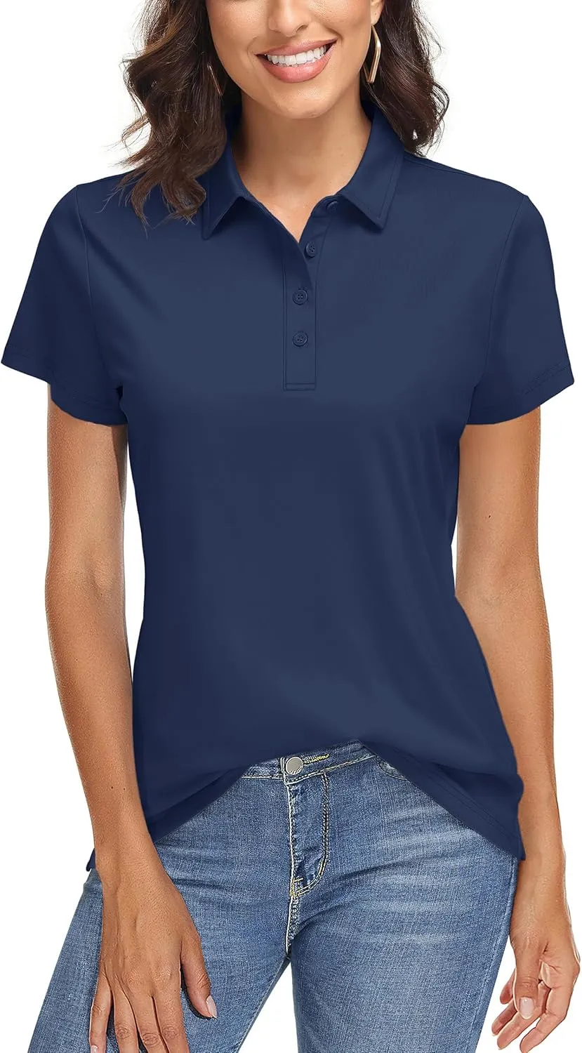 TACVASEN Women's Golf Polo Shirts Short Sleeve UPF 50  Sun Protection Golf Shirts for Women Quick Dry Collared Polos
