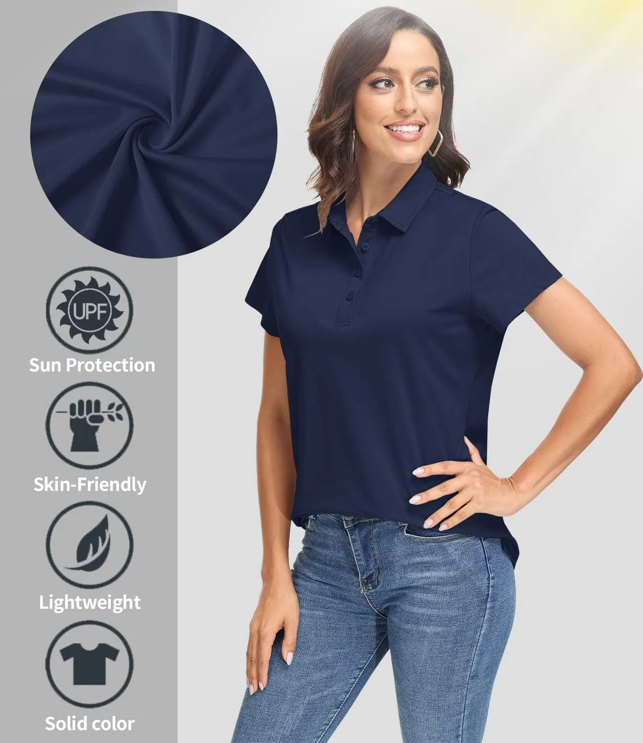 TACVASEN Women's Golf Polo Shirts Short Sleeve UPF 50  Sun Protection Golf Shirts for Women Quick Dry Collared Polos