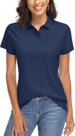 TACVASEN Women's Golf Polo Shirts Short Sleeve UPF 50  Sun Protection Golf Shirts for Women Quick Dry Collared Polos