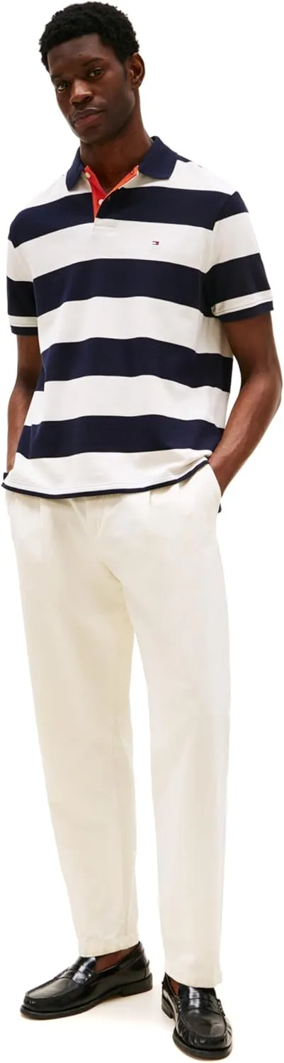 Tommy Hilfiger Men's Short Sleeve Casual Polo Shirts in Regular Fit with Rugby Stripe Designs