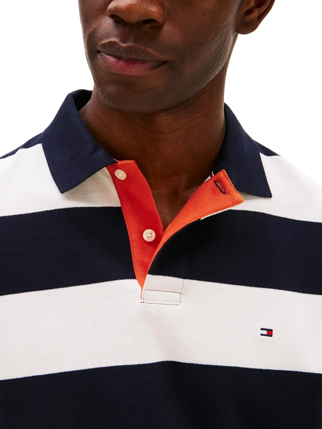 Tommy Hilfiger Men's Short Sleeve Casual Polo Shirts in Regular Fit with Rugby Stripe Designs