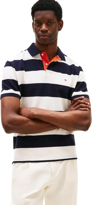 Tommy Hilfiger Men's Short Sleeve Casual Polo Shirts in Regular Fit with Rugby Stripe Designs