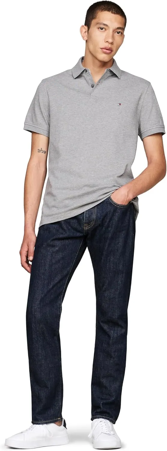 Tommy Hilfiger Men's Short Sleeve Polo Shirts in Slim Fit with Stretch and Organic Pique Cotton