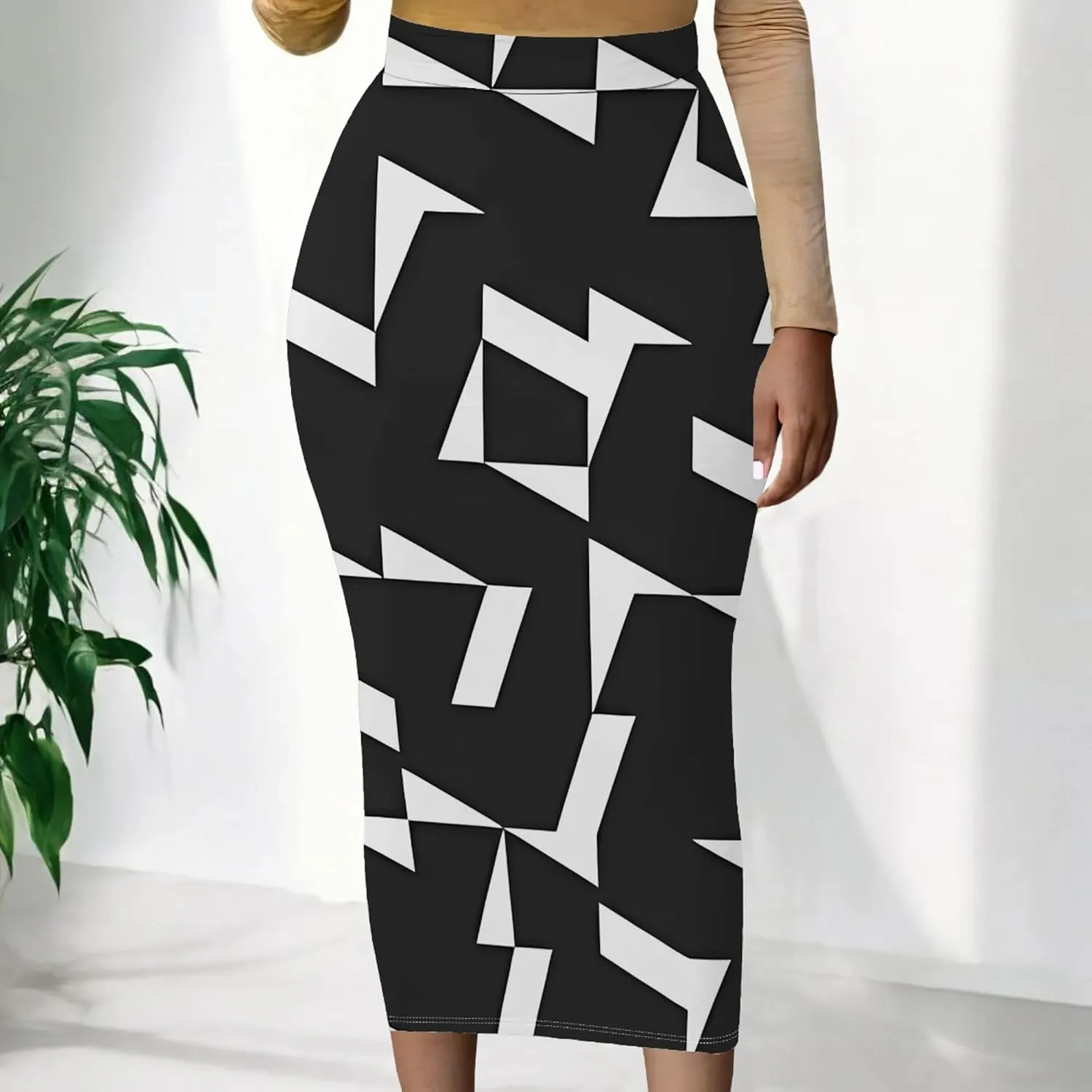 Women's High Waist Tummy Slim Bodycon Club Maxi Long Pencil Skirts Summer Fall Casual Elastic Below Knee Office Work Skirt