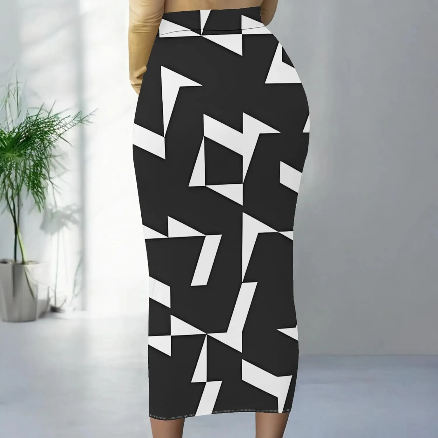 Women's High Waist Tummy Slim Bodycon Club Maxi Long Pencil Skirts Summer Fall Casual Elastic Below Knee Office Work Skirt