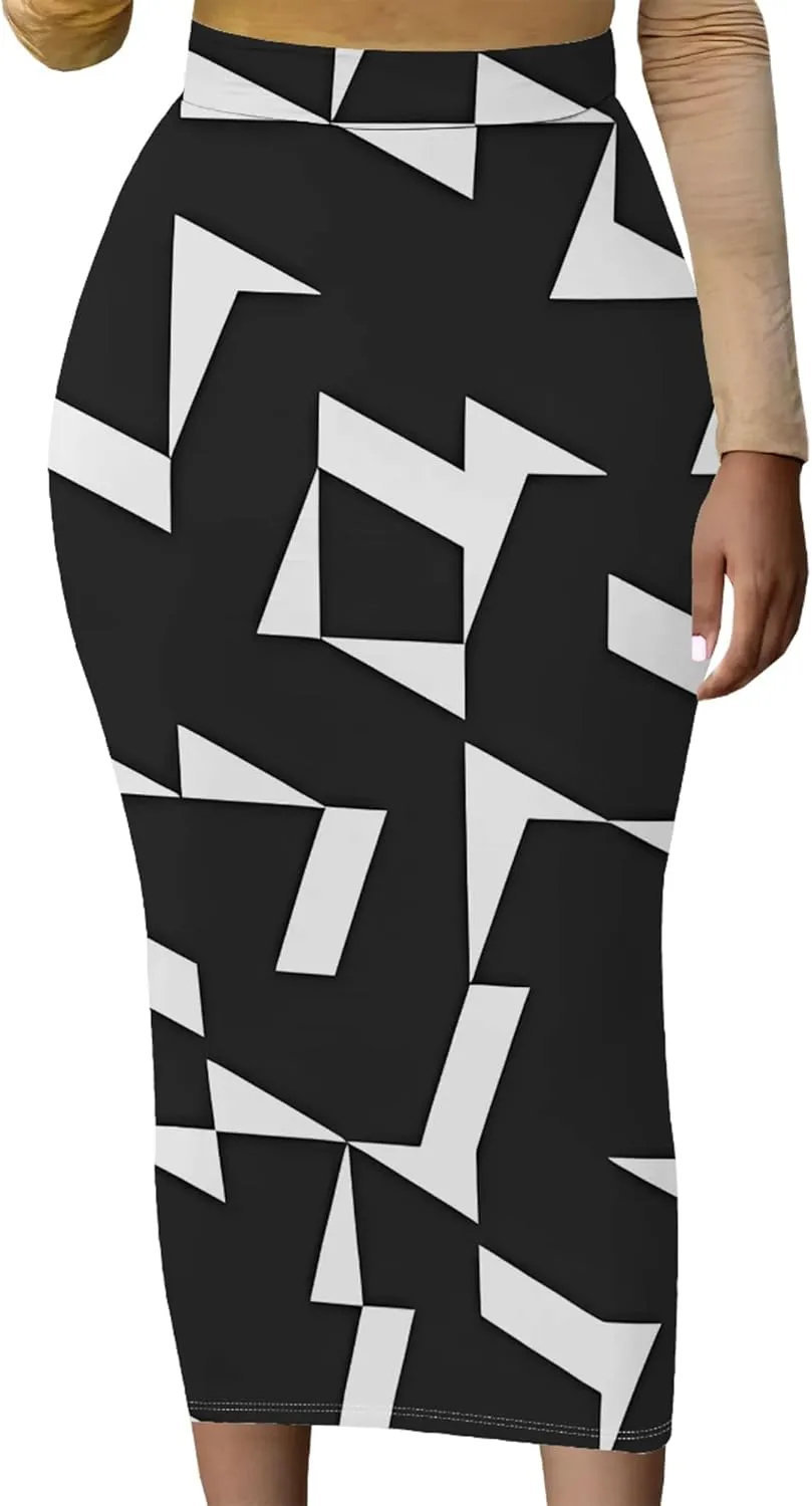 Women's High Waist Tummy Slim Bodycon Club Maxi Long Pencil Skirts Summer Fall Casual Elastic Below Knee Office Work Skirt