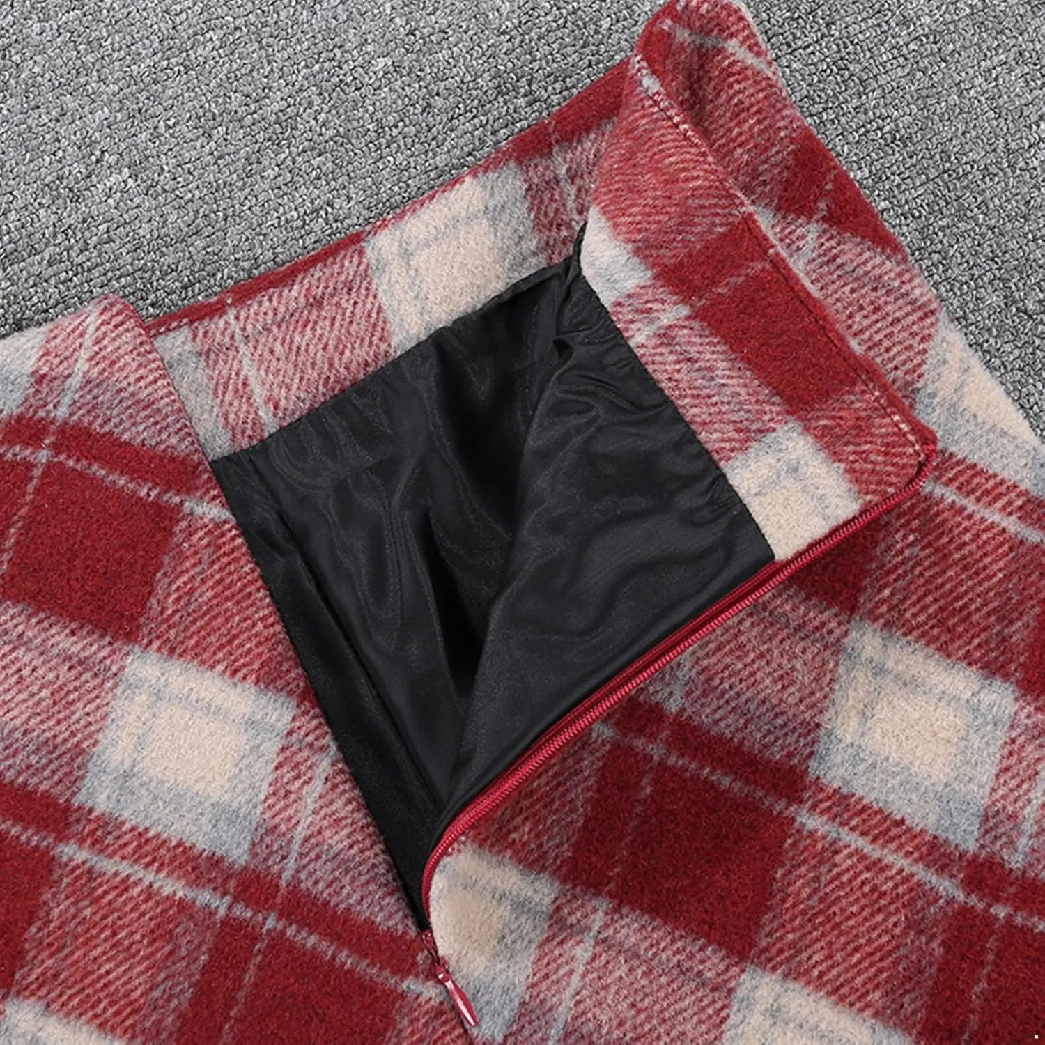 YiZYiF Womens High Waisted Plaid Skirt A-Line Mini Skirt Fall Winter Wool Bodycon Pencil Skirts
